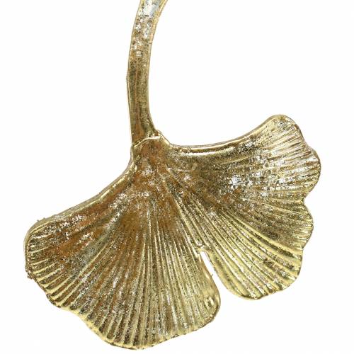 Floristik24 Decoration hanger Ginkgo leaf glass gold 8cm × 10cm 2pcs