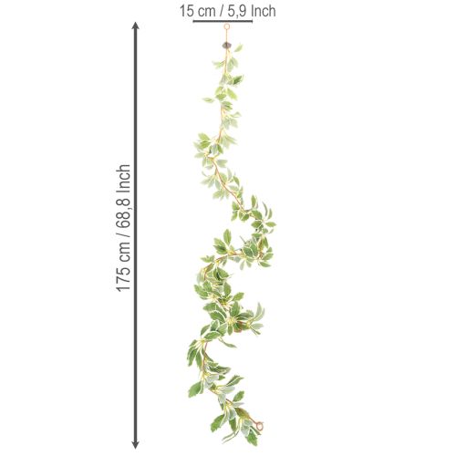 Artificial garland with variegated leaves, 175cm | Floristik24.ie