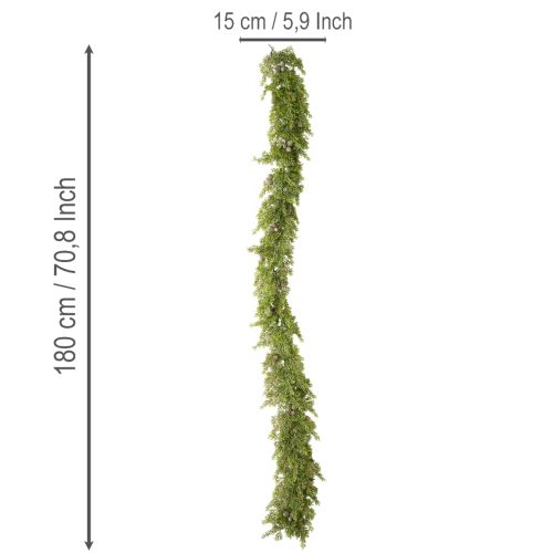Artificial cypress garland with cones, 180 cm, for table and door | Floristik24.ie