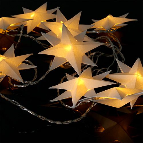 Garland with paper stars 12 lights warm white 220cm