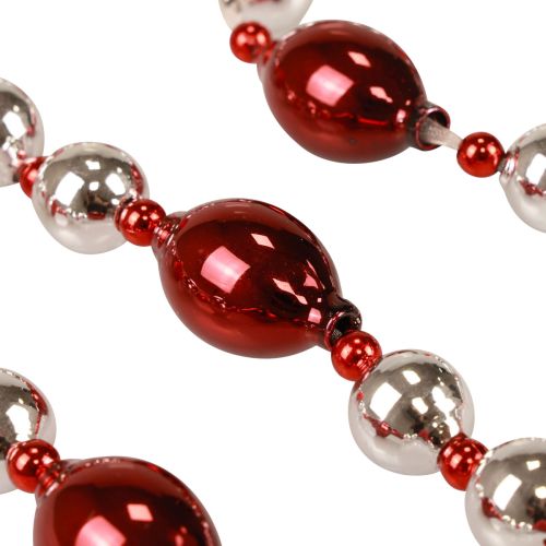 Floristik24 Garland Christmas glass decoration red silver window decoration 200cm