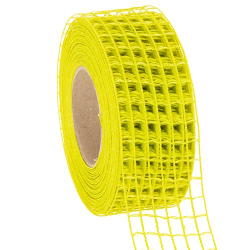 Yellow mesh ribbon, 4.5 cm, gift ribbon for creative decoration buy online | Floristik24.ie