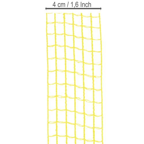 Yellow mesh ribbon, 4.5 cm, gift ribbon for creative decoration | Floristik24.ie