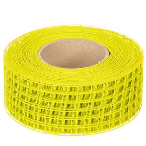 Yellow mesh ribbon, 4.5 cm, gift ribbon for creative decoration | Floristik24.ie