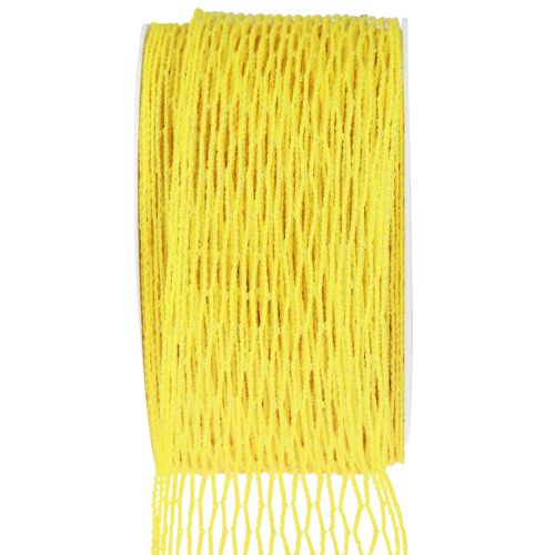 Floristik24 Net tape, grid tape, decorative tape, yellow, wire-reinforced, 50 mm, 10 m