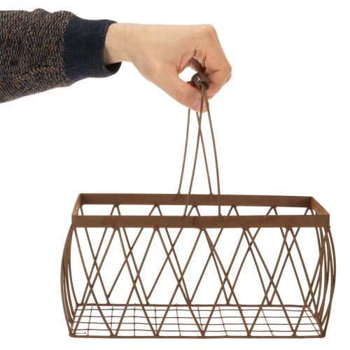 Wire basket, metal, rust look, 28x13.5x14cm, 2 pieces | Floristik24.ie