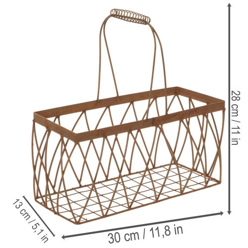 Wire basket, metal, rust look, 28x13.5x14cm, 2 pieces | Floristik24.ie