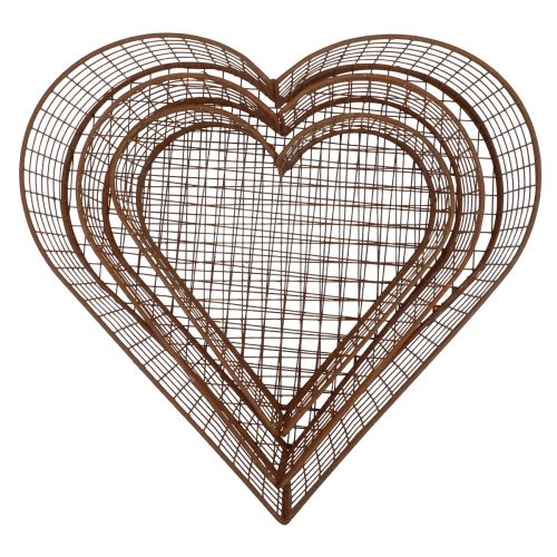 Plant bowl metal heart mesh basket rust 20/24.5/30