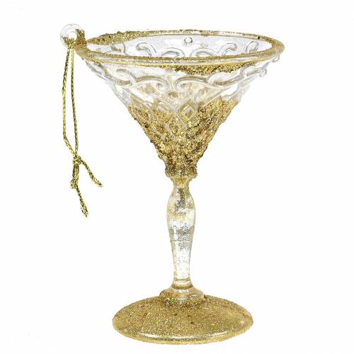 Floristik24 Decoration hanger glasses gold with mica 10cm 4pcs