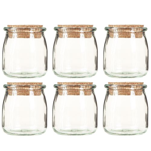 Product Glass Decoration with Cork Vintage Clear Natural Ø7cm H8cm 6 pcs