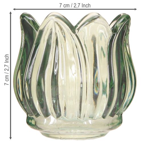 Floristik24 Glass candle holder tealight holder tulip green Ø7cm H7cm 2pcs