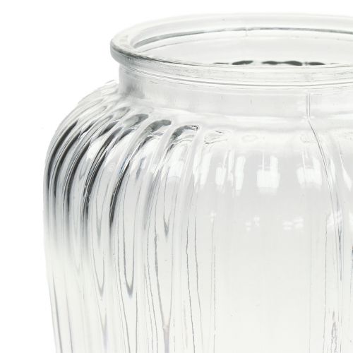 Floristik24 Ribbed glass vase Ø15cm H19.5cm
