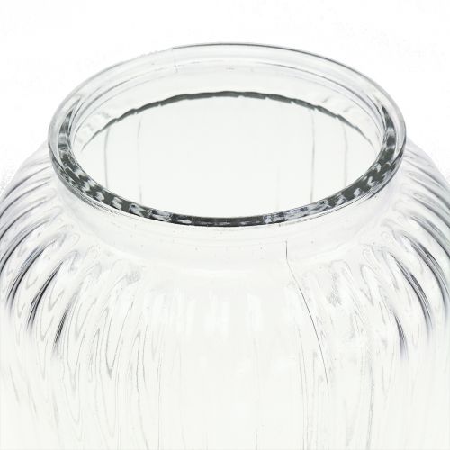 Floristik24 Ribbed glass vase Ø15cm H19.5cm