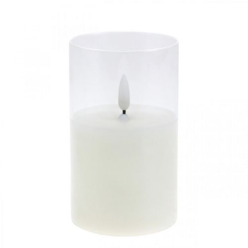 Floristik24 LED candle in glass with flame effect, indoor candle warm white, LED with timer, battery operated Ø7.5 H12.5cm