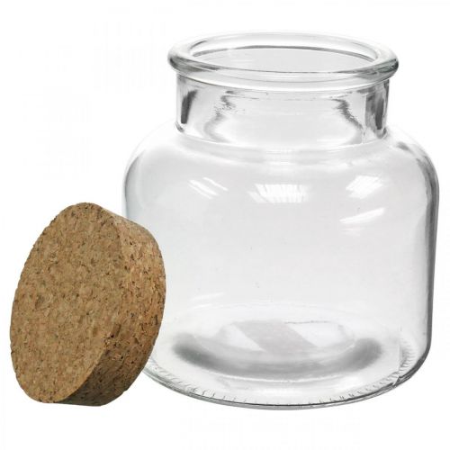 Floristik24 Glass with cork lid glass decoration and cork clear Ø12cm H12.5cm