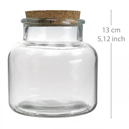 Floristik24 Glass with cork lid glass decoration and cork clear Ø12cm H12.5cm