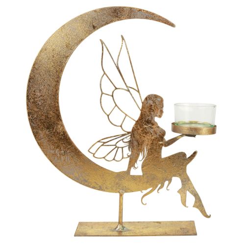 Glass tealight holder metal decorative elves decoration 23×5×28cm