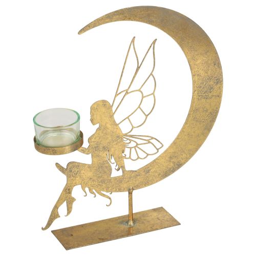 Floristik24 Glass tealight holder metal decorative elves decoration 23×5×28cm