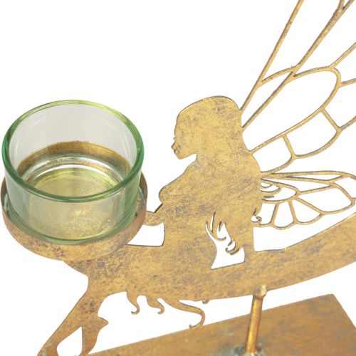 Floristik24 Glass tealight holder metal decorative elves decoration 23×5×28cm