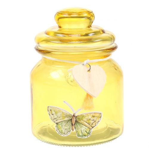 Floristik24 Glass jar bonboniere yellow Ø11cm H15.5cm