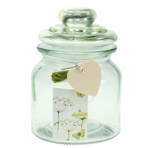 Floristik24 Glass jar Bonboniere green Ø11cm H15.5cm