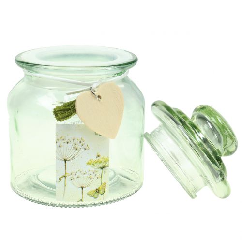 Floristik24 Glass jar Bonboniere green Ø11cm H15.5cm