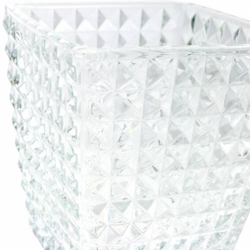 Floristik24 Glass lantern cube faceted pattern, table decoration, vase made of glass, glass decoration 2pcs