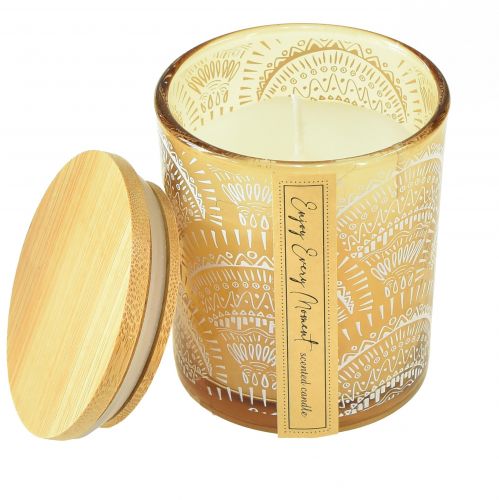 Product Scented Candles in Glass Sandalwood Wooden Lid H8.5cm 3 pcs
