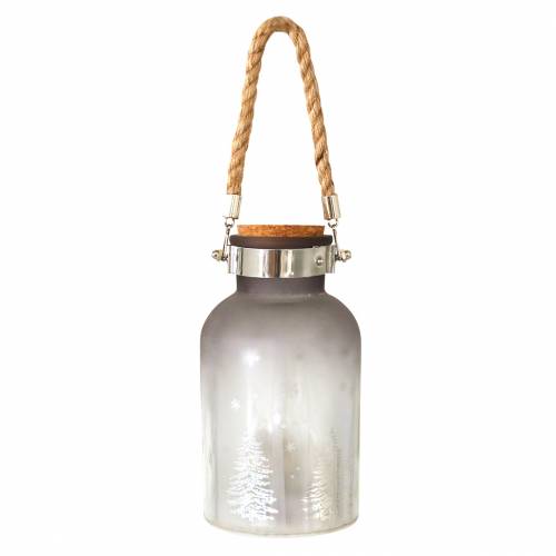 Floristik24 Christmas glass with 4 LEDs and winter landscape 19.5cm