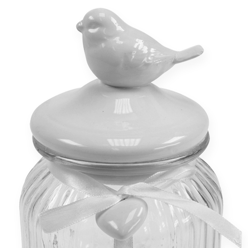 Floristik24 Glass candy dish with bird 21cm