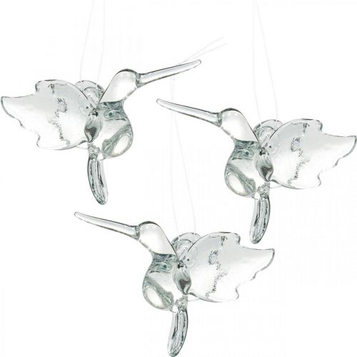 Glass decoration birds of paradise, decoration hummingbird, glass pendant, bird decoration 3pcs