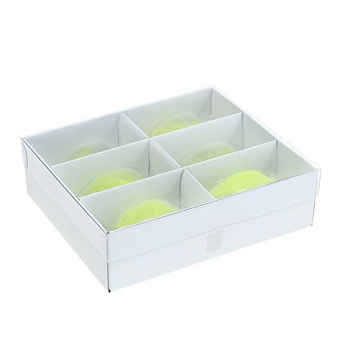 Floristik24 Glass egg with feathers to hang 6.5cm light green 6pcs