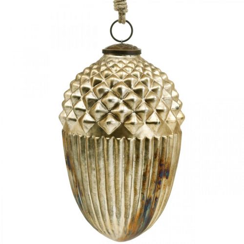 Autumn decoration, decorative acorn real glass, Advent, antique look Ø12cm H21cm