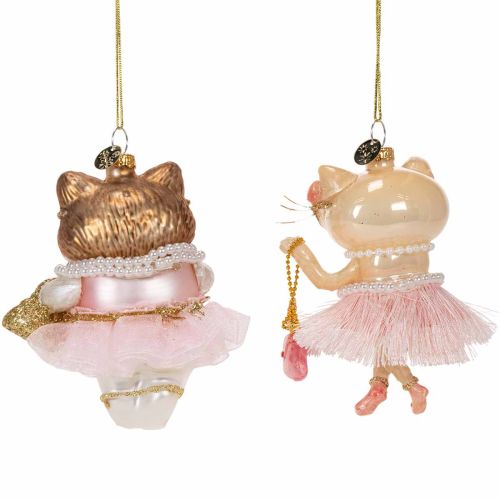 Cat glass ornaments with tutu
