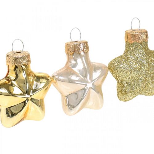 Product Mini Christmas tree decorations mix glass gold, assorted pearl colors 4cm 12pcs