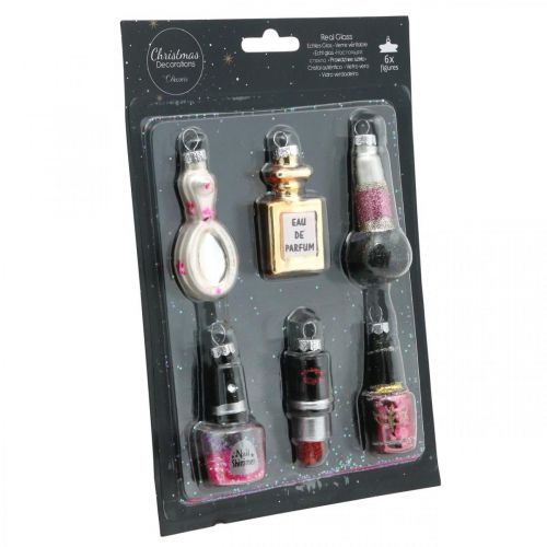 Floristik24 Christmas tree decoration Beauty & Glamour, glass pendant cosmetic mix H5.5–7cm real glass 6pcs
