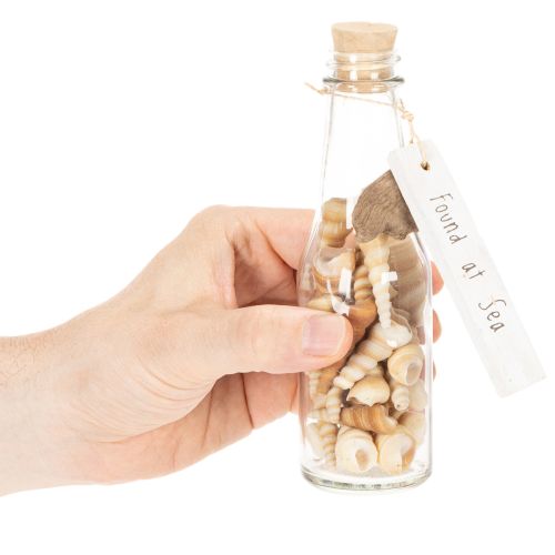 Glass bottle decoration with shells and pendant, maritime table decoration, 17cm, 2 pieces | Floristik24.ie