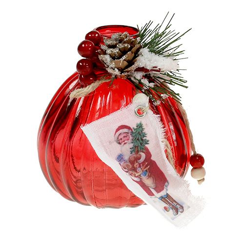 Floristik24 Glass bottle with fir and cone red 2pcs