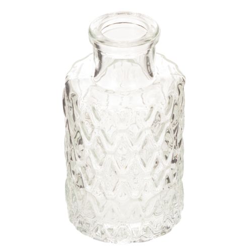 Mini glass vase with diamond pattern, small table vase, bottle, transparent, 9cm, 6 pieces buy online | Floristik24.ie