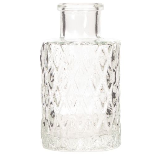 Mini glass vase with diamond pattern, small table vase, bottle, transparent, 9cm, 6 pieces | Floristik24.ie