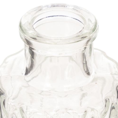 Mini glass vase with diamond pattern, small table vase, bottle, transparent, 9cm, 6 pieces | Floristik24.ie