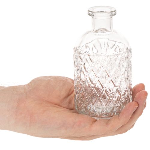 Glass bottle with diamond pattern, decorative bottle, vase, small, 13cm, 6 pieces | Floristik24.ie