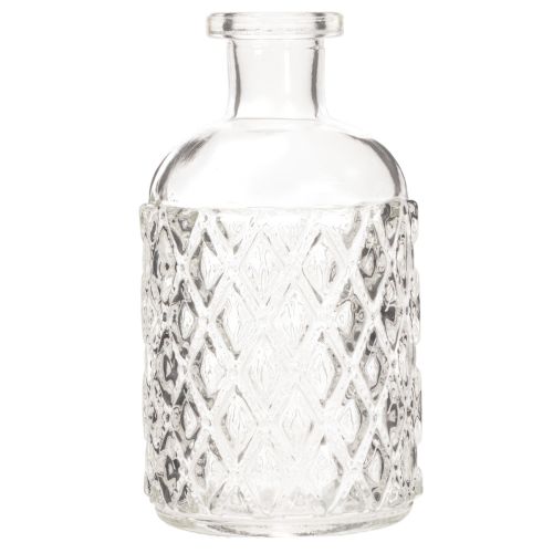 Glass bottle with diamond pattern, decorative bottle, vase, small, 13cm, 6 pieces | Floristik24.ie