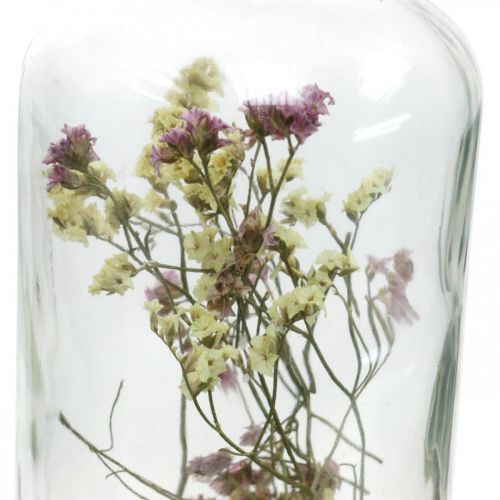 Floristik24 Glass with candlestick, glass decoration with dried flowers H16cm Ø8.5cm