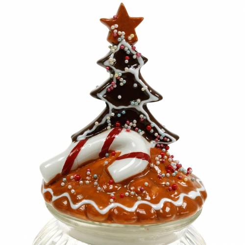 Floristik24 Glass jar with ceramic lid gingerbread white, brown H21.5cm cookie jar