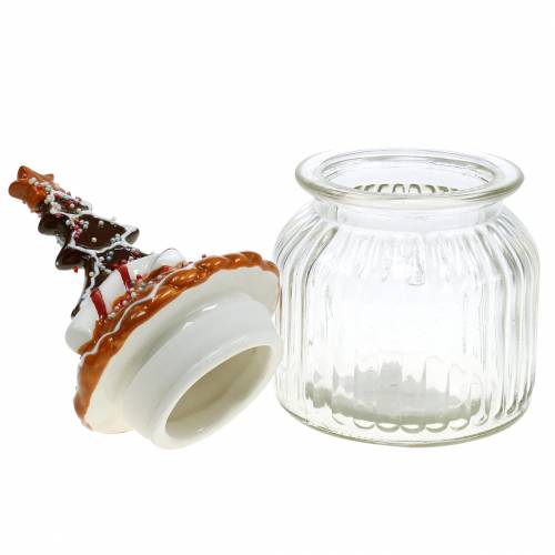 Floristik24 Glass jar with ceramic lid gingerbread white, brown H21.5cm cookie jar