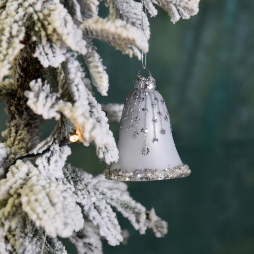 Floristik24 Christmas bells, Christmas tree decorations, glass bells Ø6.5cm H8cm white set of 2