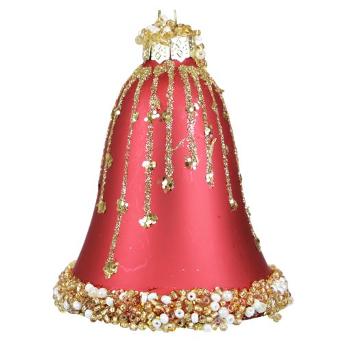 Floristik24 Glass bell Christmas bells red gold Ø6.5cm H8.5cm 2pcs