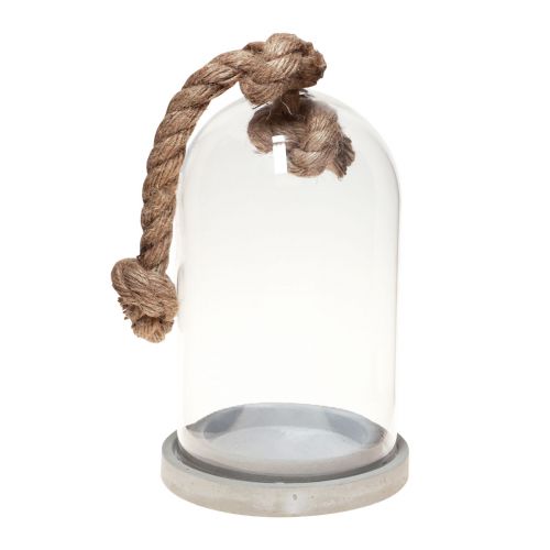 Floristik24 Glass bell decoration with concrete look base Ø13.5cm H24cm