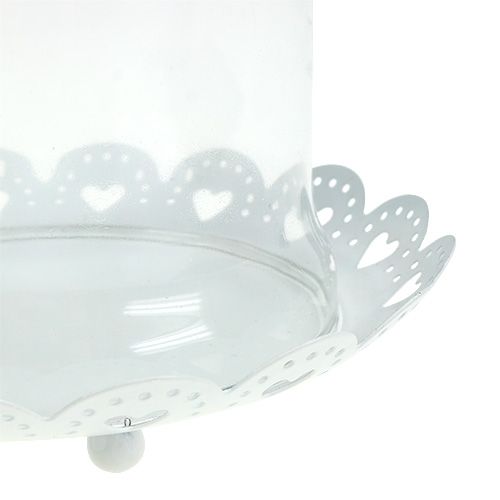 Product Glass hood with plate Ø15.5cm H17cm white